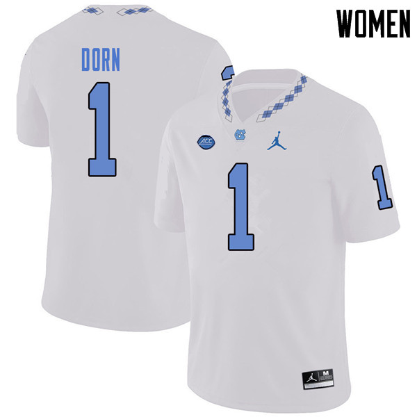 Jordan Brand Women #1 Myles Dorn North Carolina Tar Heels College Football Jerseys Sale-White